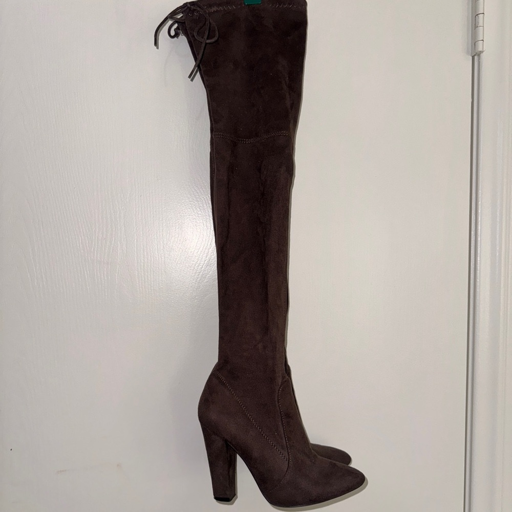 Over the knee high heeled boots